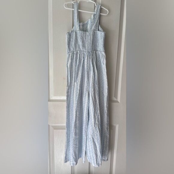 Geo Print Asymmetrical Jumpsuit, Blue - Picture 9 of 9